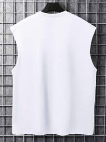 Manfinity Homme Men's Wide-Shouldered Tank Top With Letter Print - White - View 2