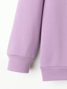 Calvaya Plus Size 2pcs/Set Letter Printed Sweatshirt And Sweatpants Set - Purple - View 5
