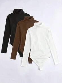 SHEIN Essnce Của phụ nữ Áo cao cổ Tay áo dài Áo liền quần chặt - Nhiều màu - Xem 1