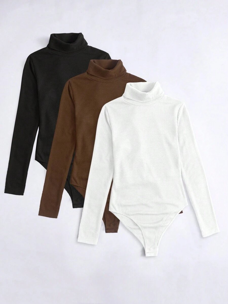 SHEIN Essnce Của phụ nữ Áo cao cổ Tay áo dài Áo liền quần chặt - Nhiều màu - Xem 1