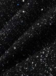 女裝立領亮片外套 - 黑色 - 查看 8