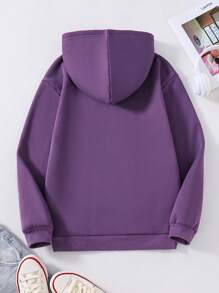 Teenage Girls' Purple Street Style Hooded Sweatshirt - Purple - View 2