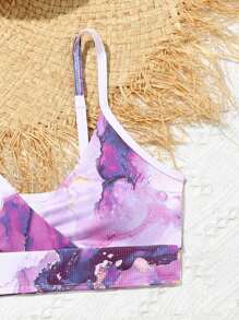 Tween 女孩隨機印花比基尼泳衣套裝 - 紫色 - 查看 5