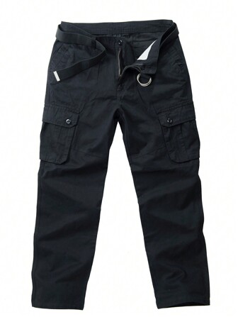 yuehaibao 男士秋季翻盖口袋侧边工装裤