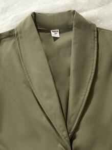 2入組/套青少女披肩領長袖西裝上衣和長褲套裝 - 軍綠色 - 查看 6