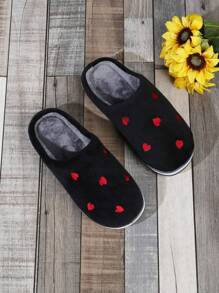 Fall/Winter Women's Fashion Simple Thermal Lined Comfortable Slip-On House Slippers,Christmas Outfits,Fluffy Slippers - Black - View 5