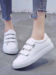 钩环运动鞋白色鞋子学生鞋女孩休闲鞋鞋子 - 白色 - 查看 2