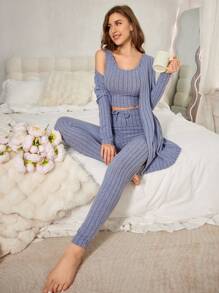 Chất rắn Áo ba lỗ & Nút eo Xà cạp & Bộ áo dài tắm - Màu xanh nhạt - Xem 8