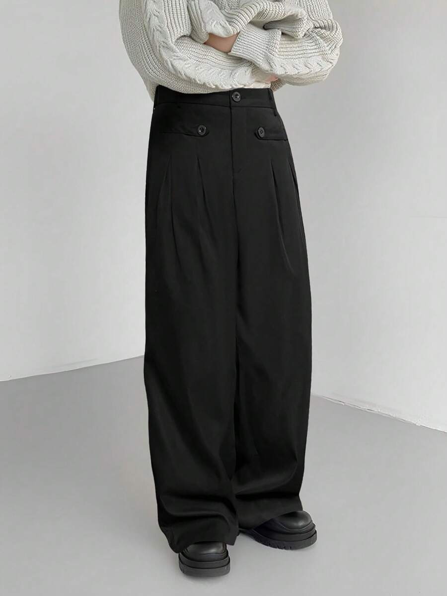 Manfinity Hypemode Calças Soltas De Cintura Elástica Masculina - Preto - Ver 1