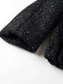 女裝立領亮片外套 - 黑色 - 查看 6