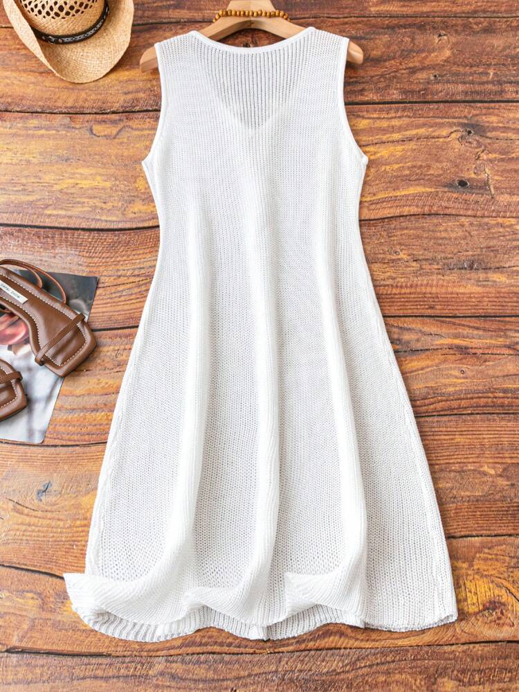 Plus Size Women's V-Neck Sleeveless Sweater Dress