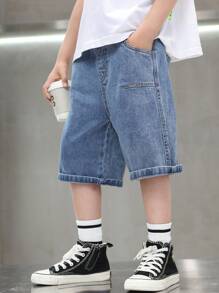 Jeans Capri para llevar en verano con estilo coreano de última moda para niño preadolescente en el verano de 2024