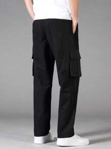 Manfinity Homme Men Flap Pocket Side Trousers - Black - View 2