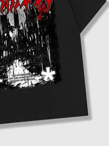 ROMWE MEN Goth 男士字母印花t恤 - 黑色 - 查看 4