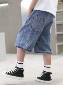 Jeans Capri para llevar en verano con estilo coreano de última moda para niño preadolescente en el verano de 2024