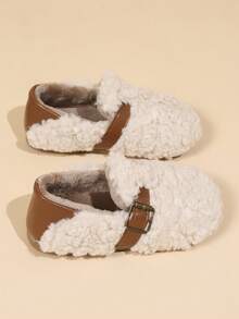 兒童秋冬保暖丹寧絨柔軟舒適室內外兩用平底鞋 - 米色 - 查看 6