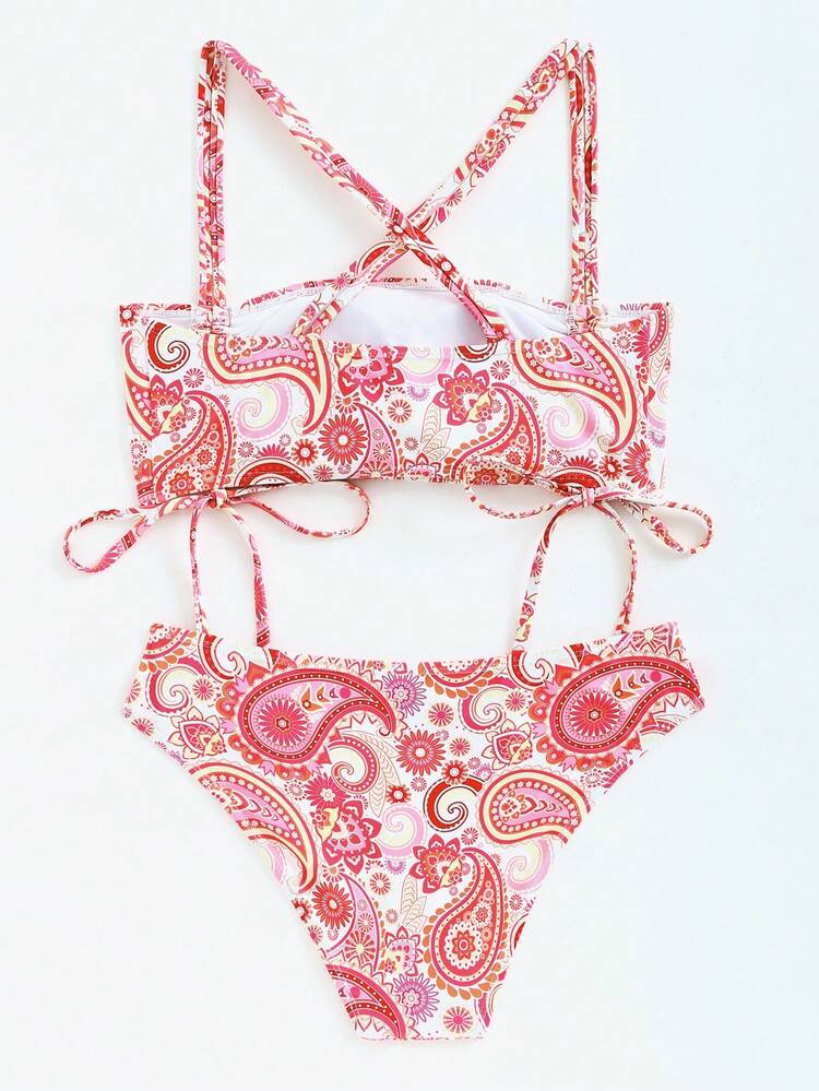 Women's Flower Print Ruched Bikini Set Summer Beach