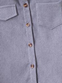 Girls' Single-Breasted Long Sleeve Shirt - Grey - View 5