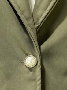 2入組/套青少女披肩領長袖西裝上衣和長褲套裝 - 軍綠色 - 查看 4