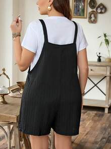 SHEIN LUNE 前袋寬鬆工裝褲短褲-大尺碼 - 黑色 - 查看 2