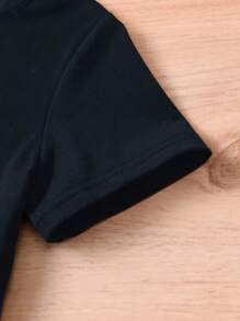 SHEIN 男孩休閒輕便口號印花短袖T恤夏季 - 寶藍色 - 查看 3