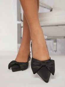 SHUZIA 女式時尚高跟鞋,黑色蝴蝶結裝飾 - 黑色 - 查看 4