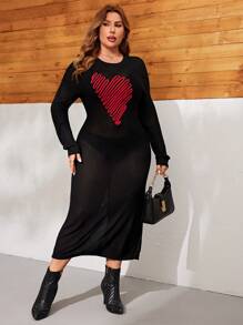 SHEIN Clasi 加大碼心型紋織衫裙 - 彩色 - 查看 5