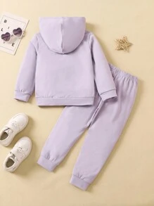 SHEIN Set van een sweatshirt met capuchon voor jonge jongens met sloganprint en broek
