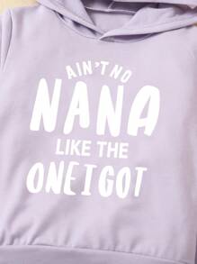 SHEIN Set van een sweatshirt met capuchon voor jonge jongens met sloganprint en broek
