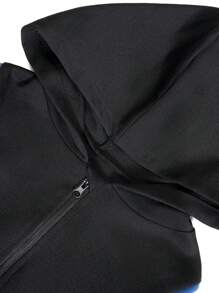 Chàng trai trẻ Khối màu Áo Zip Up Hoodie Và Quần Set bộ đồ thể thao - Màu xanh lam - Xem 6