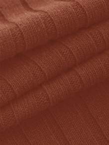 SHEIN Cottnline Men'S Solid Color Turtleneck Sweater - Burnt Orange - View 4