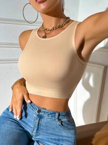 女款無縫運動時尚背心上衣,適合外套 - 彩色 - 查看 3