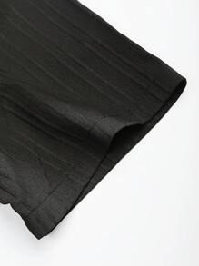 Manfinity Homme Men Solid Shirt & Drawstring Waist Pants Without Tee, Cozy Outfits - Black - View 5