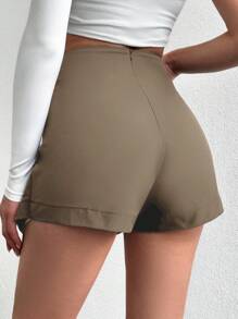 EURMUSE Split Front Midi Skort - Camel - View 2