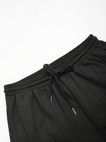 Manfinity Homme Men Solid Shirt & Drawstring Waist Pants Without Tee, Cozy Outfits - Black - View 6