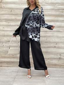 Spliced Set Shirt & Pants - Black - View 4