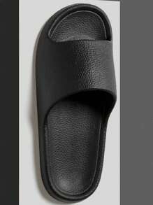 Fashionable & Versatile Soft Leather Texture Black Eva Anti-Skid Bath Slippers For Women With Mute & Soft Sole - Black - View 6