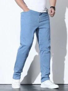 Manfinity Homme 男士大碼牛仔褲,帶口袋 - 藍色 - 查看 6