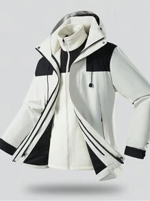 Men's 3-In-1 Jacket - Windbreaker, Fleece And Waterproof Shell - White - View 1