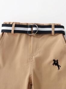 SHEIN 2入組男孩騎馬印花長袖上衣和長褲套裝 - 黃色 - 查看 5