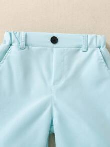 SHEIN 2pcs Boy Casual Solid Color Shorts, With 1 Button Decor & Angled Pockets, Elastic Waistband, Suitable For Daily Wear, School, Travel, Party, Holiday, Fashionable Summer Holiday