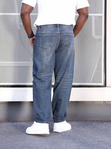 Manfinity Roughcore Men'S Plus Size Ripped Jeans - Blue - View 2