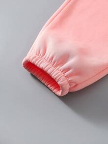 2入組少女休閒心形印花連帽衫和褲子