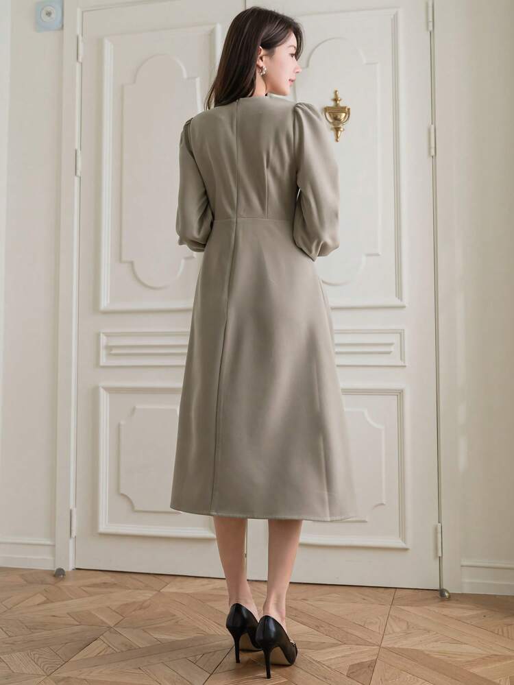 Women'S Solid Color Wrap Dress,Fall Clothes Long Sleeve Dress