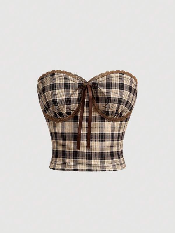 SHEIN MOD Top Boho tub din carouri pentru damă