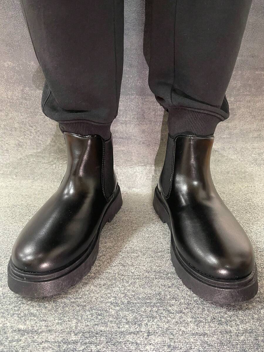 Men's Classic Chelsea Motorcycle Boots - Black - View 1