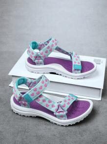 Dép đi biển hình trái tim cổ điển cho bé gái màu sắc tươi mới, có khóa dán hai hàng có thể điều chỉnh, đế chống trượt, đa năng và thời trang để mặc hàng ngày và các ngày lễ như Ngày lễ tình nhân - Nhiều màu - Xem 5