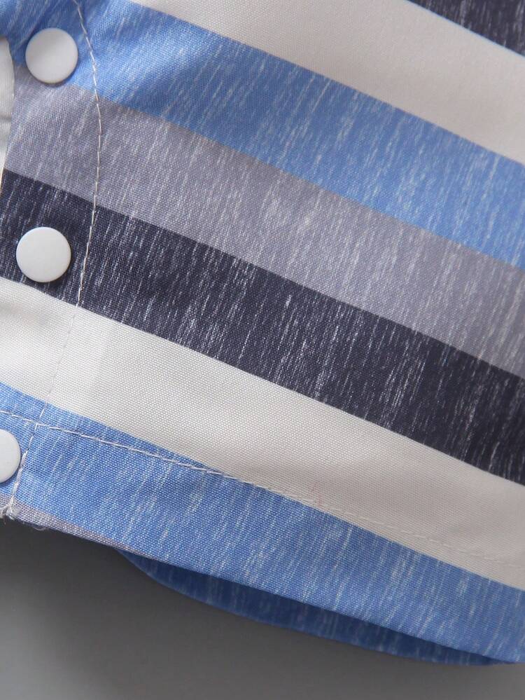 Baby Boy's Gentleman Style Woven Short Sleeve Shirt Jumpsuit For Summer