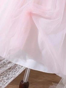 Girls' Square Neck Puff Sleeve Mesh Dress (For Tween Girls) - Multicolor - View 6