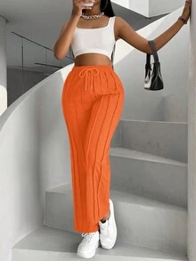 VaVaBold Của phụ nữ Textured Chân thẳng Quần thể thao - trái cam - Xem 4